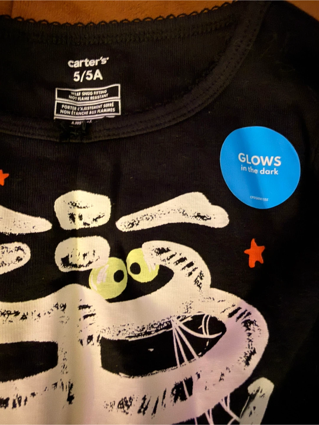 Carter's Skeleton Glow-in-the-Dark Pajamas Size 5 - photo 2