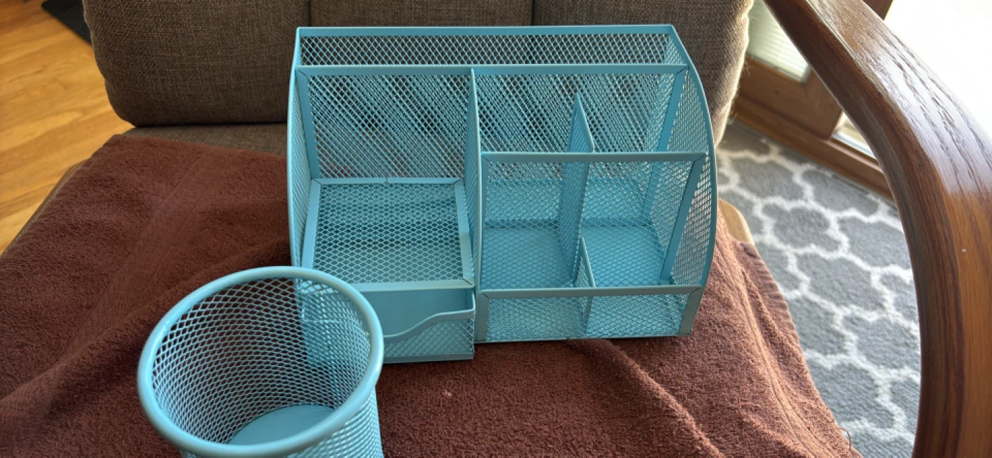 Light Blue Mesh Desk Organizer Set - photo 2