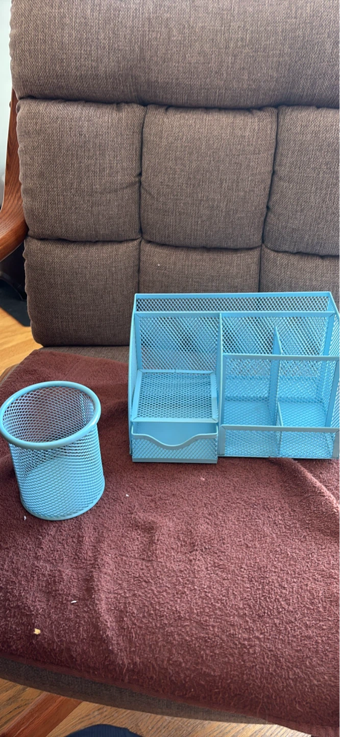 Light Blue Mesh Desk Organizer Set