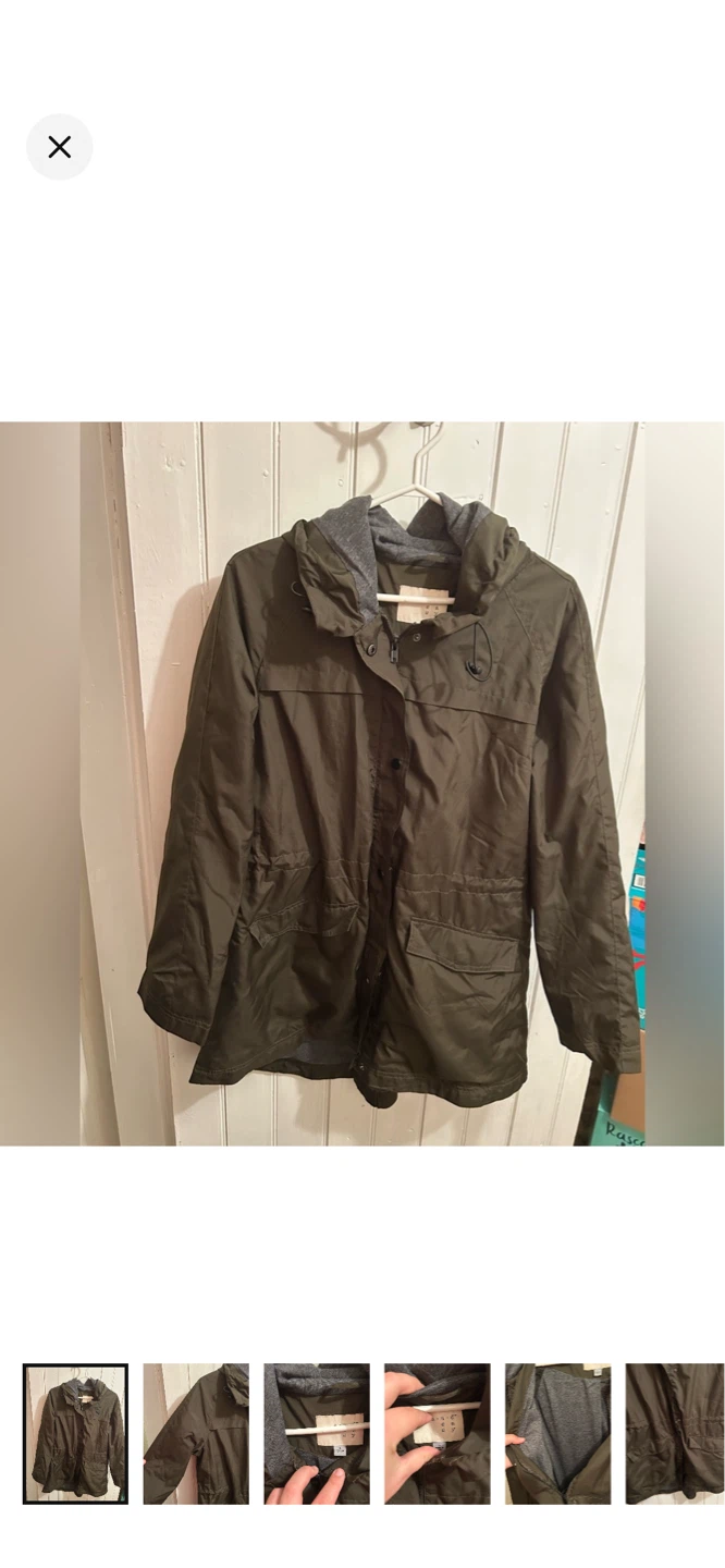 A New Day Olive Green Hooded Anorak Jacket Size L