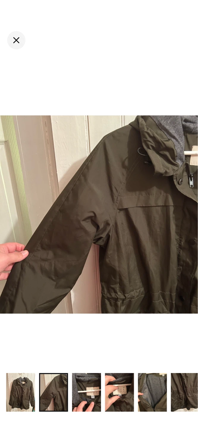 A New Day Olive Green Hooded Anorak Jacket Size L - photo 2