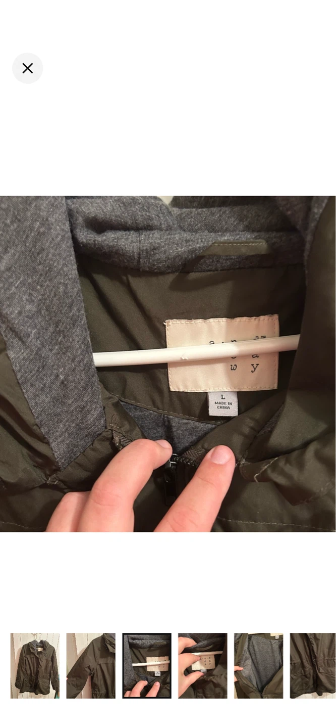 A New Day Olive Green Hooded Anorak Jacket Size L - photo 3