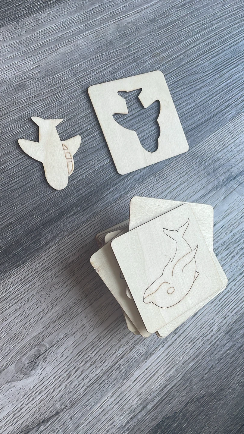 Wooden Montessori Puzzle Pieces - Airplane & Whale