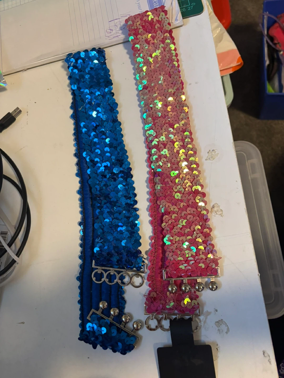 Sequin Belts- Blue and Pink