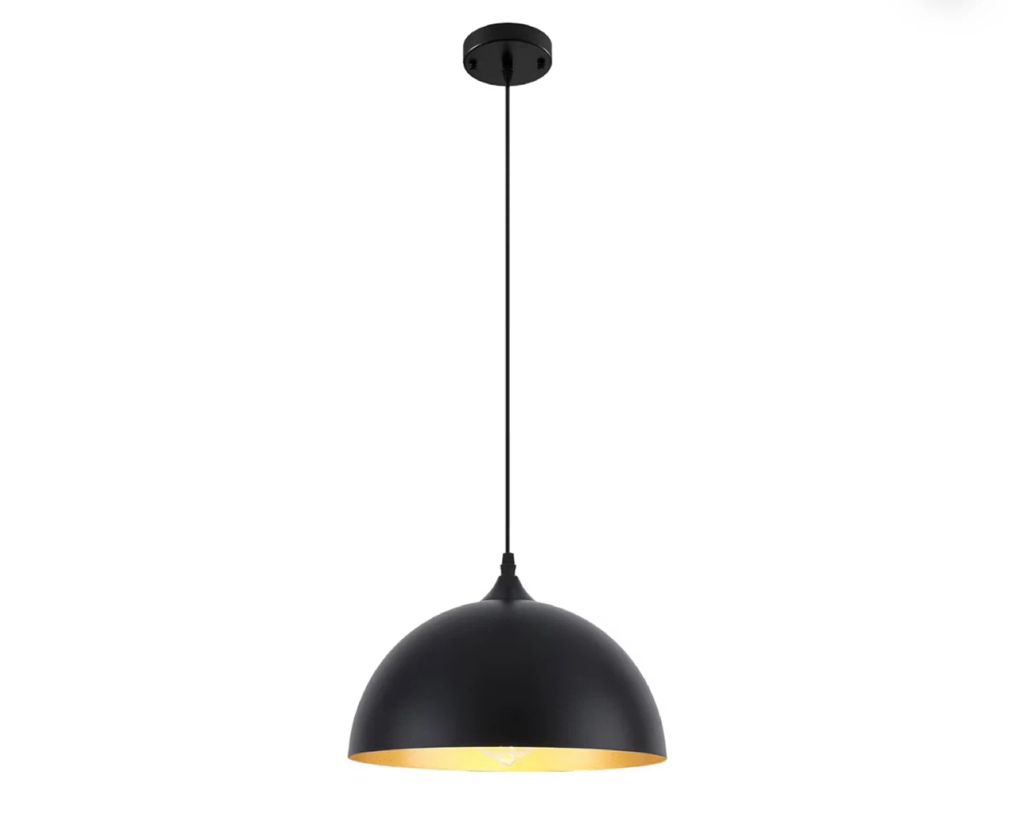 Black Dome Pendant Light with Gold Interior pack of 2