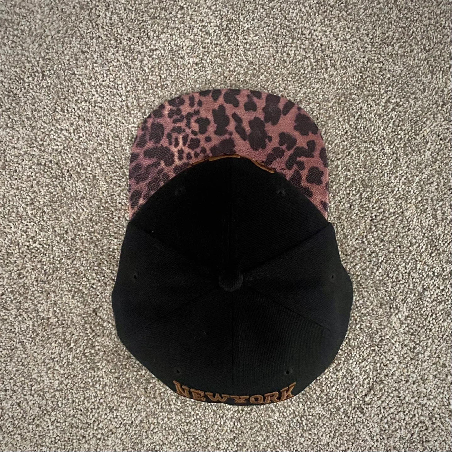 New York "NY" Snapback Hat with Leopard Print Brim - photo 3