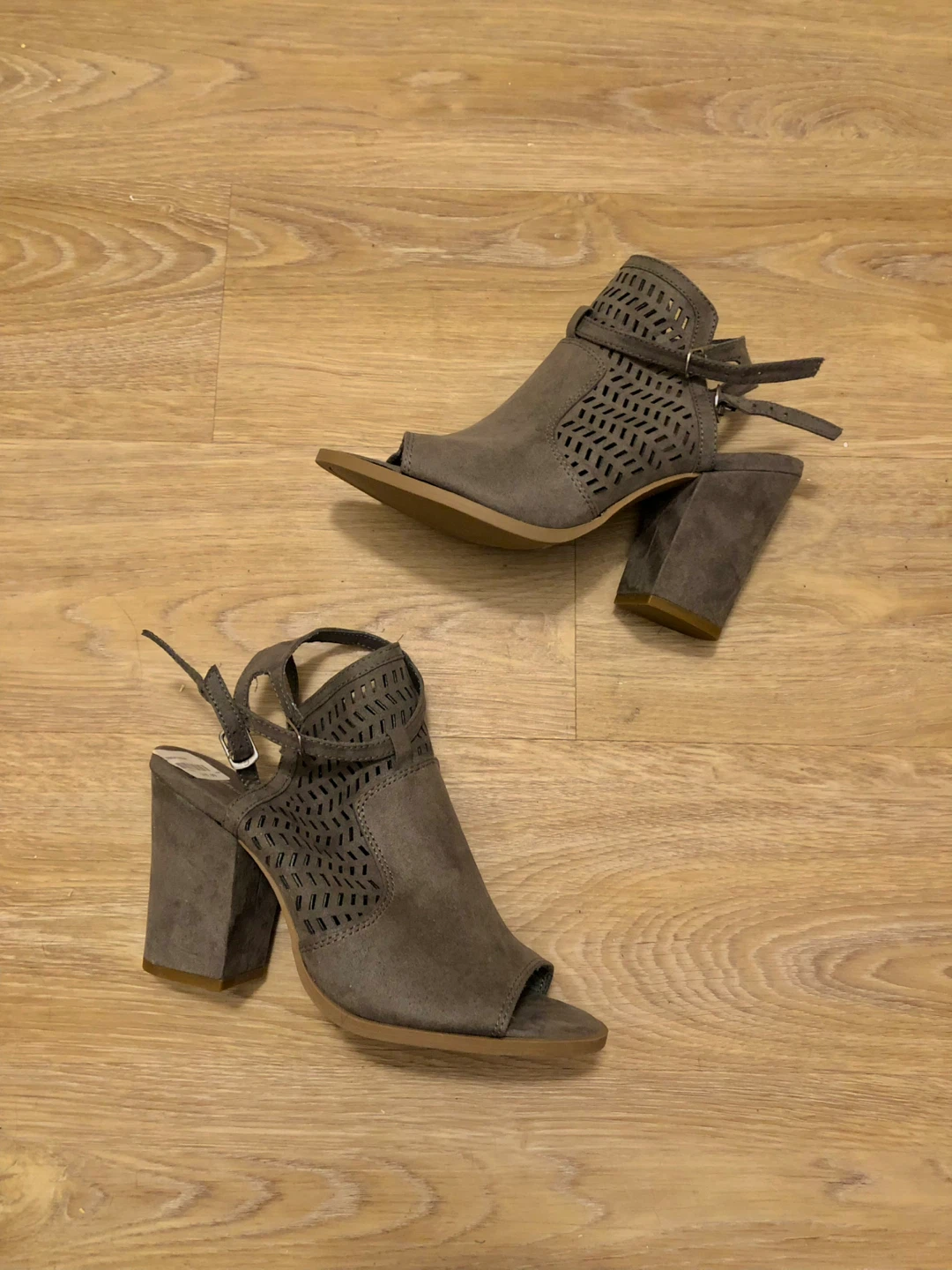 American Eagle Grey Peep Toe Booties Size 7