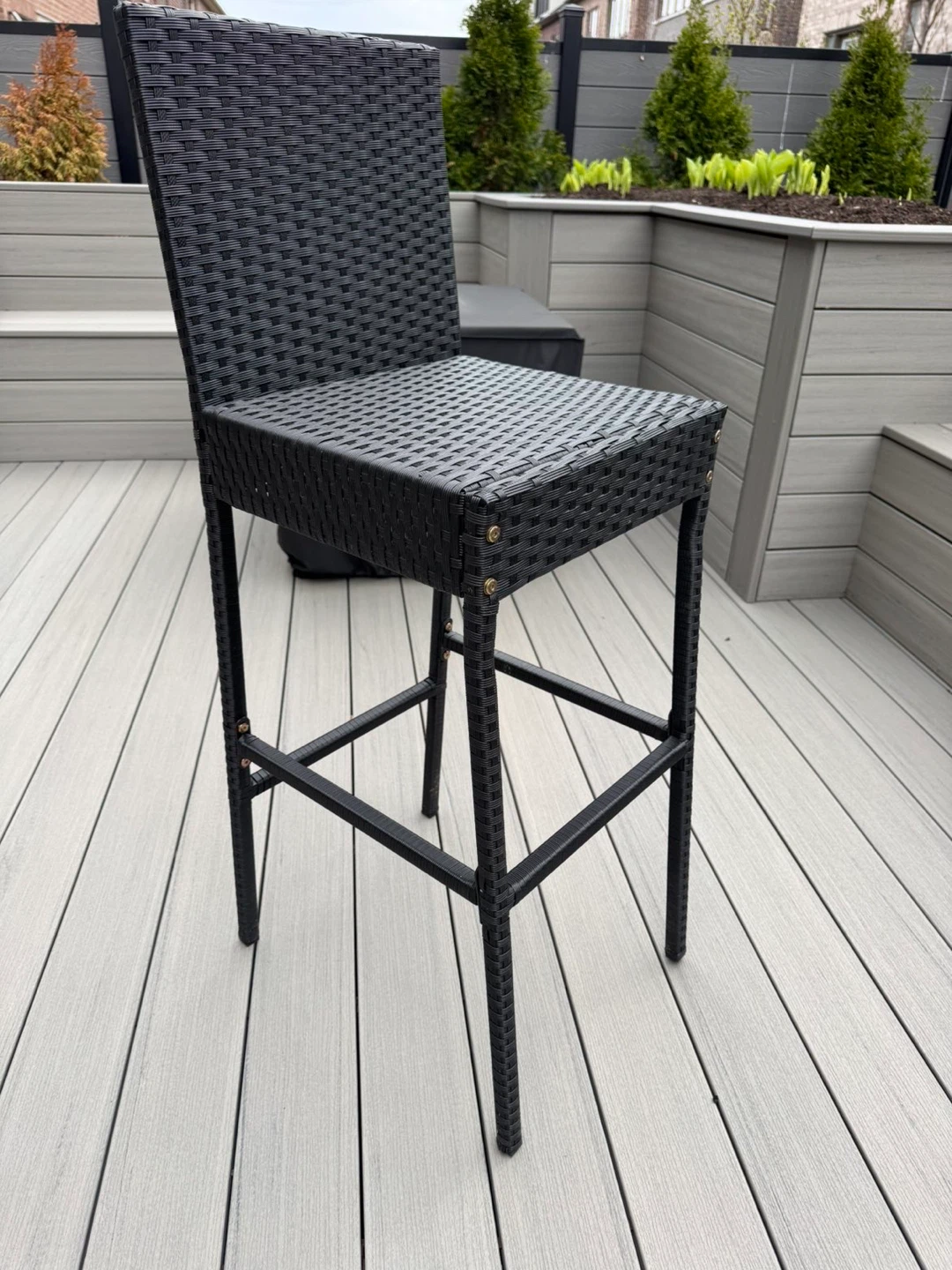 Black Wicker Bar Table Set with 6 Chairs - photo 4