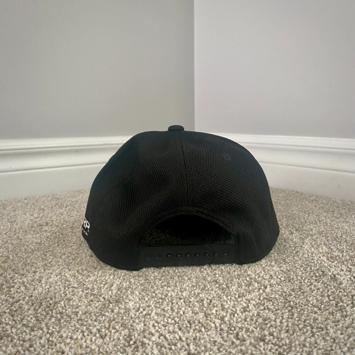 Black Fitted Baseball Cap with Cartoon Eyes Design - photo 3