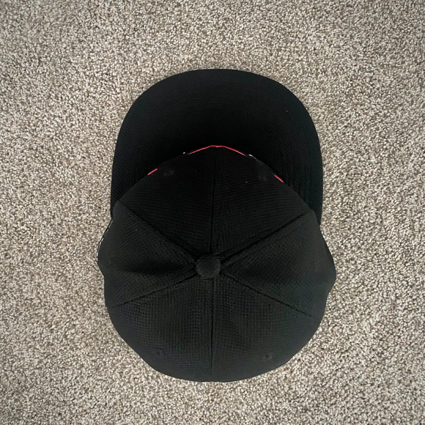 Black Fitted Baseball Cap with Cartoon Eyes Design - photo 2