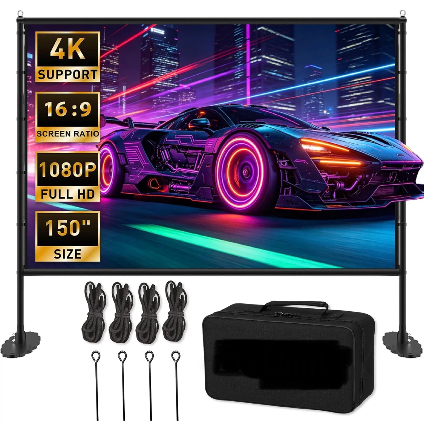 150" 4K Outdoor Projection Screen with Stand