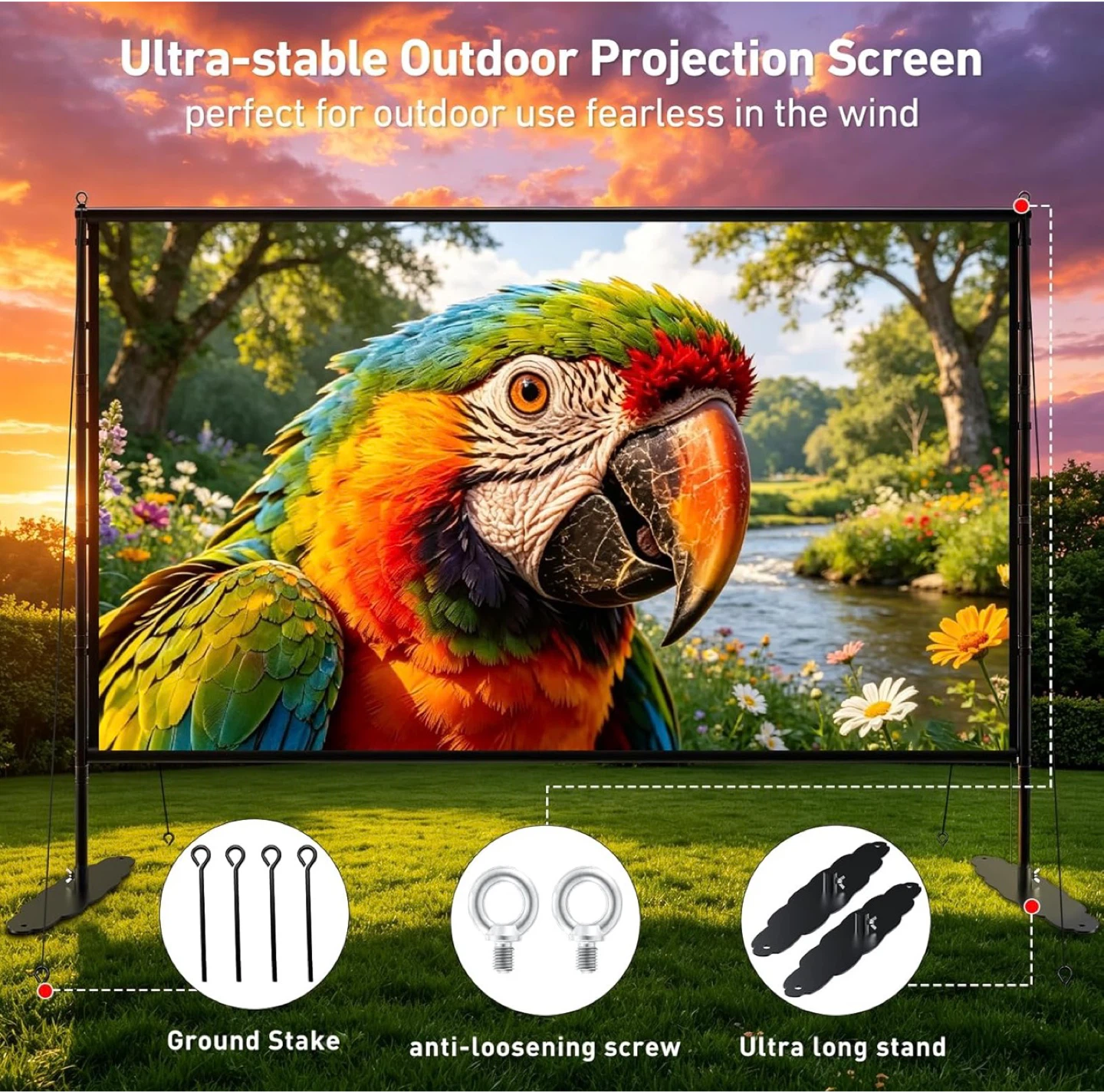 150" 4K Outdoor Projection Screen with Stand - photo 3