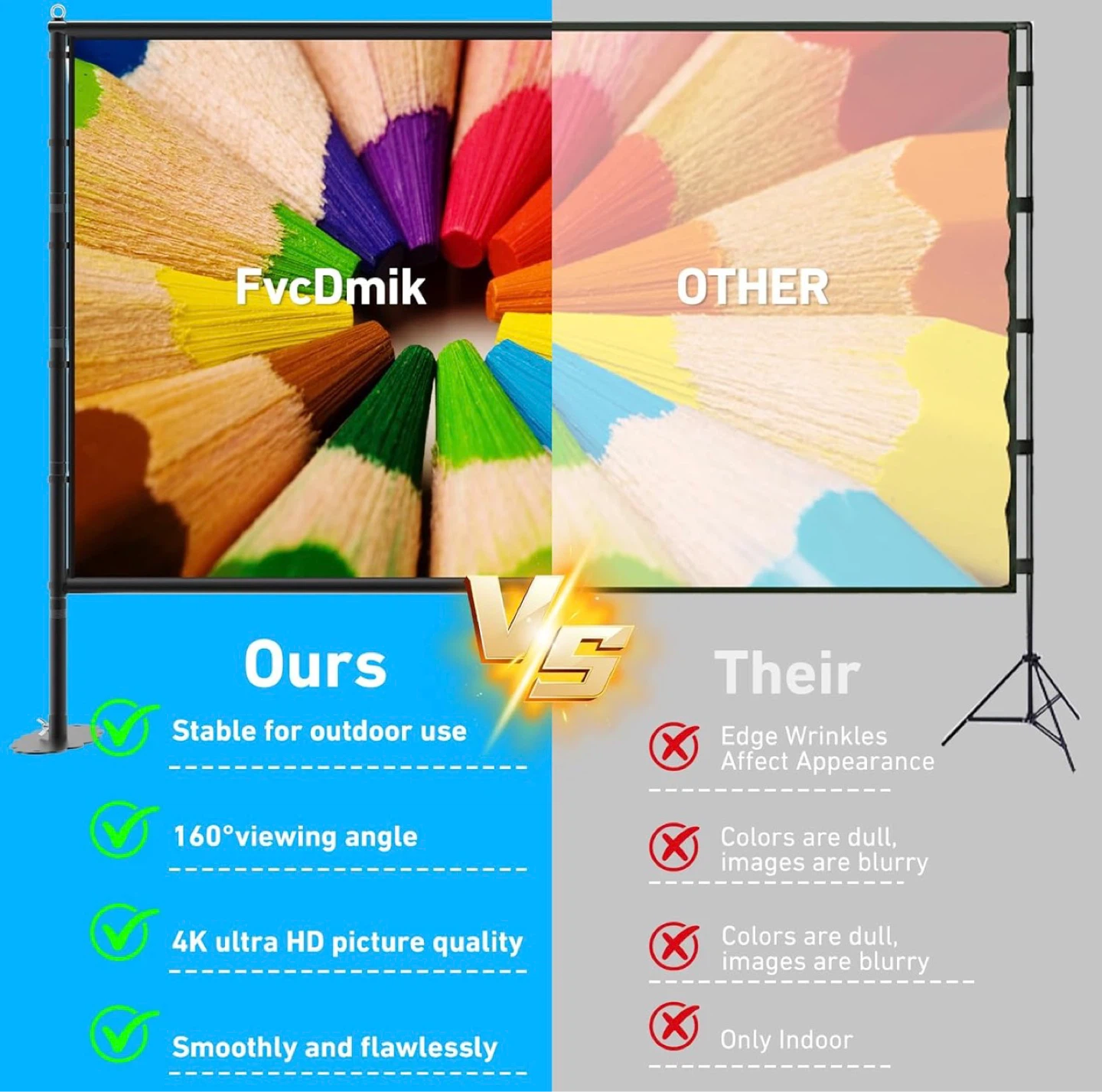 150" 4K Outdoor Projection Screen with Stand - photo 4