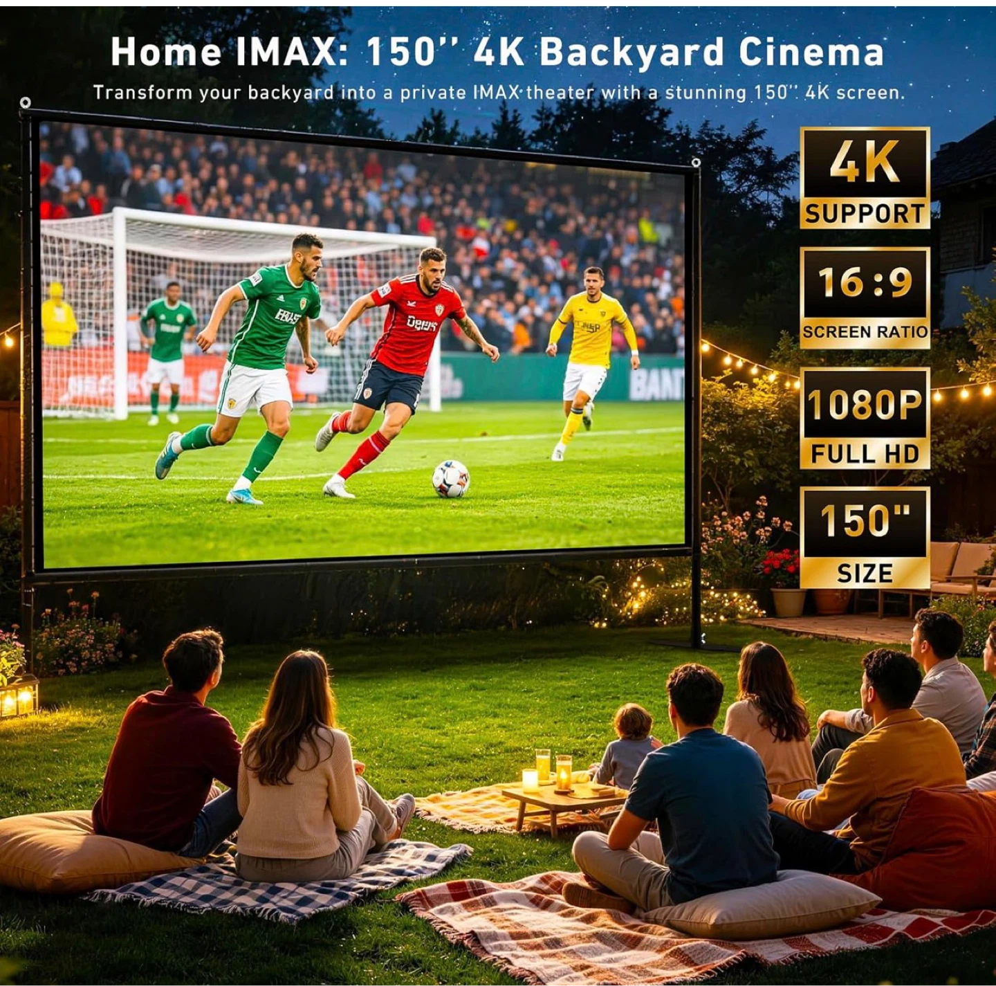 150" 4K Outdoor Projection Screen with Stand - photo 2