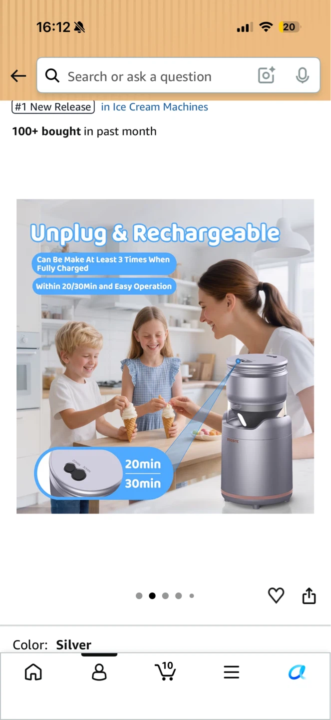 BRIOBITE Compact Ice Cream Maker - Silver - photo 2