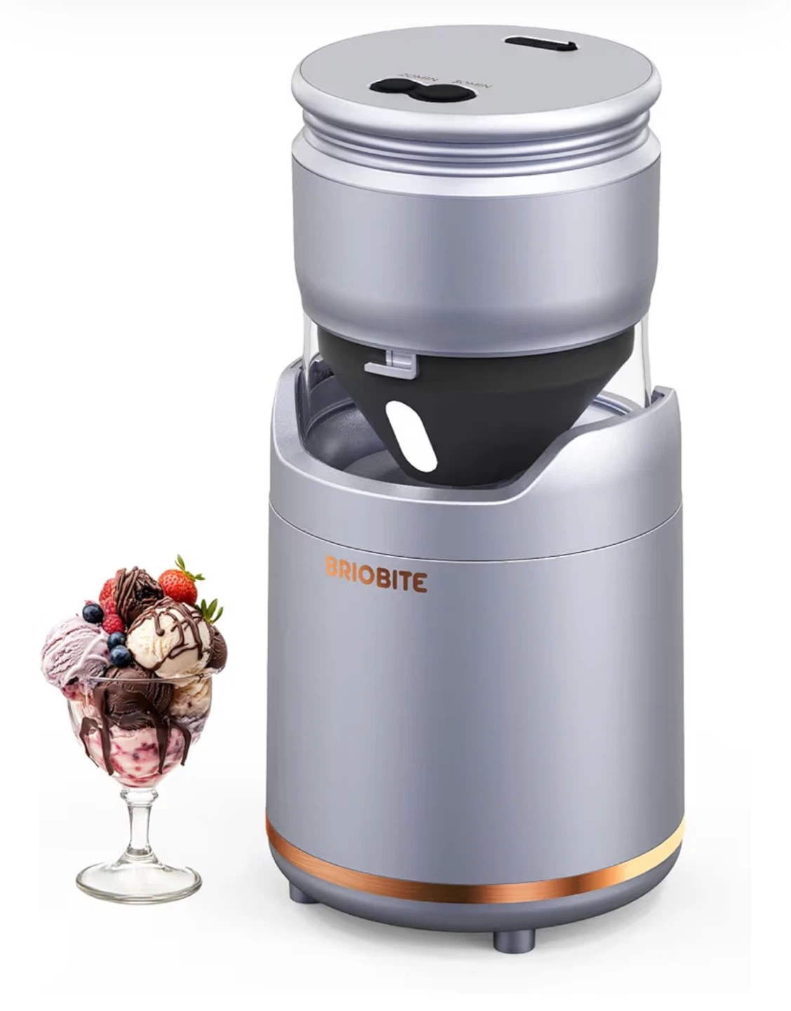 BRIOBITE Compact Ice Cream Maker - Silver