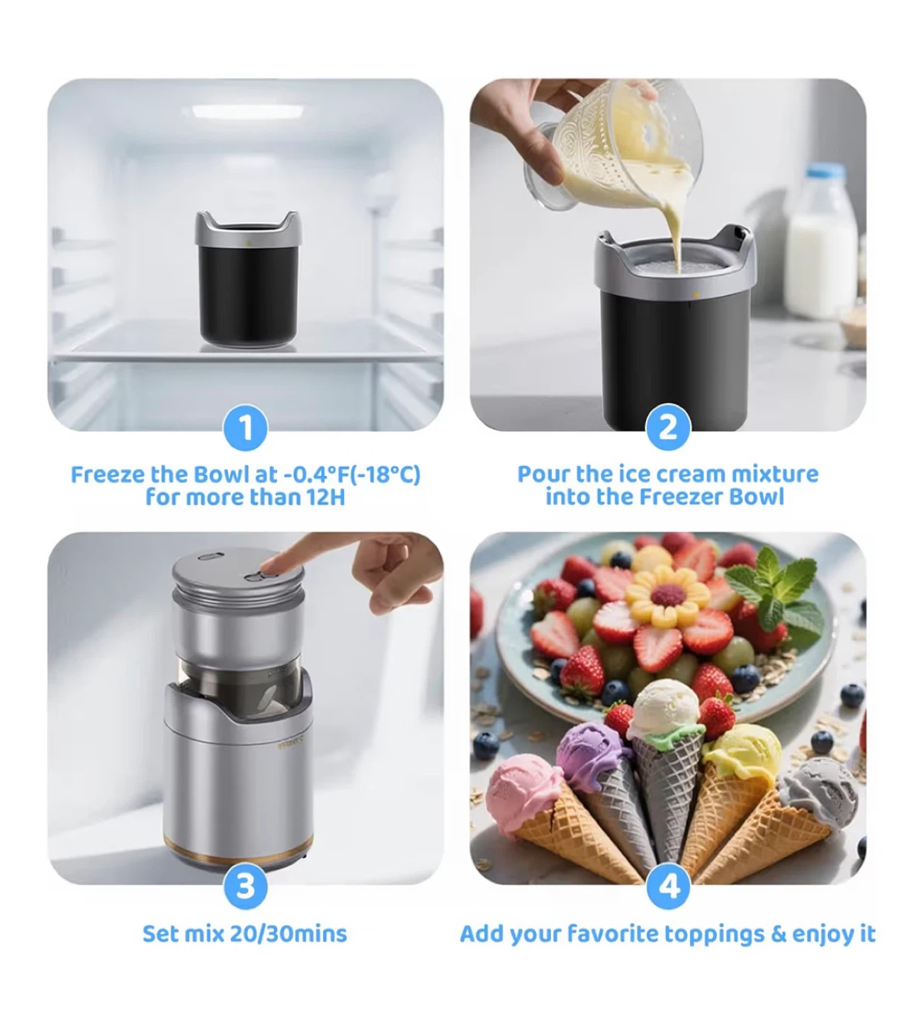 BRIOBITE Compact Ice Cream Maker - Silver - photo 5