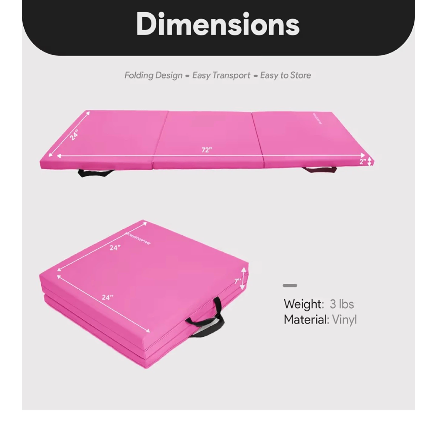 BALANCEFROM Pink 3-Panel Folding Exercise Mat - photo 3