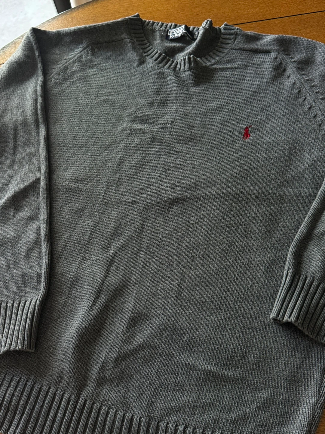 Polo by Ralph Lauren Grey Crewneck Sweater with Red Pony Logo - photo 2