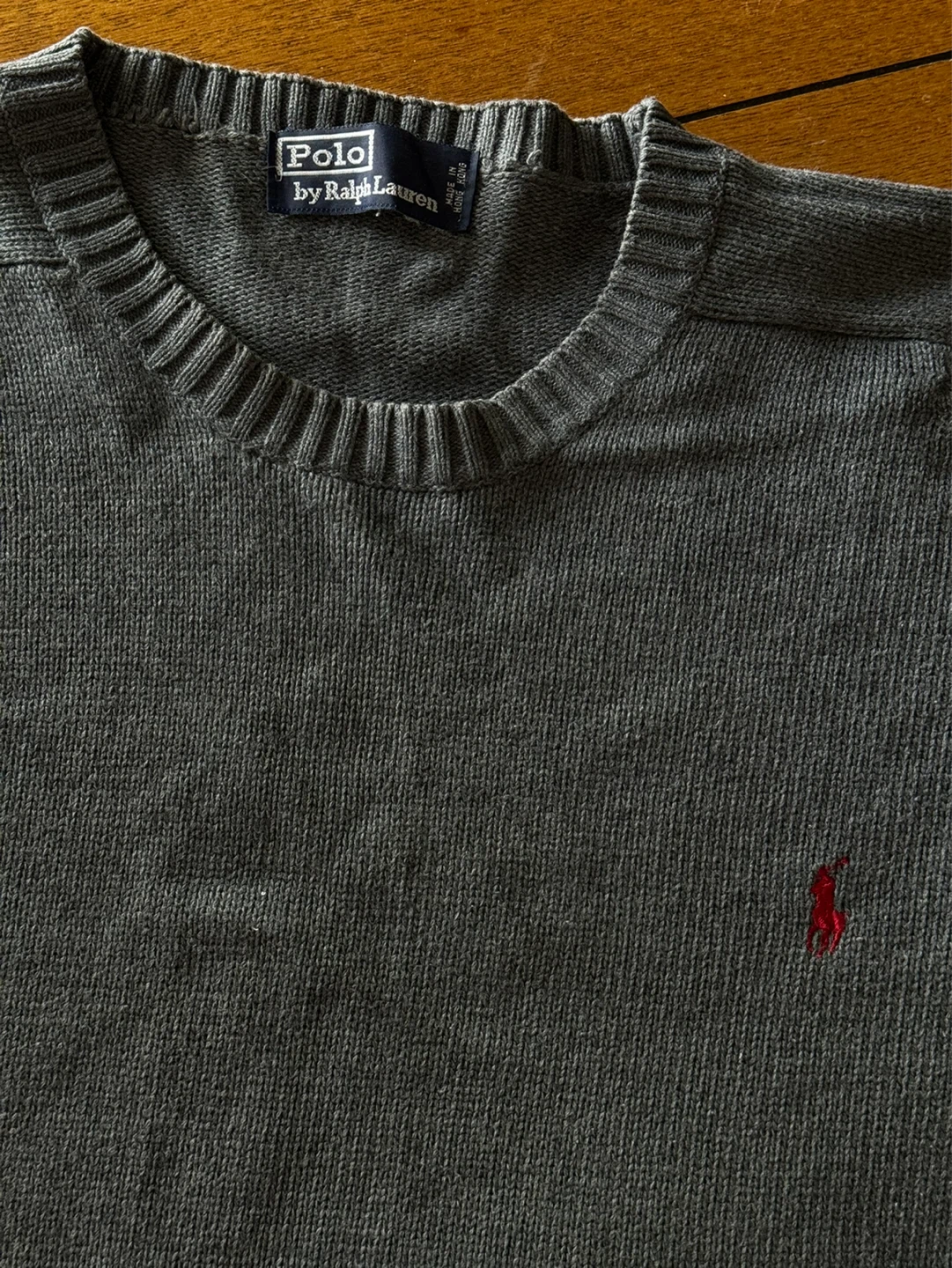 Polo by Ralph Lauren Grey Crewneck Sweater with Red Pony Logo