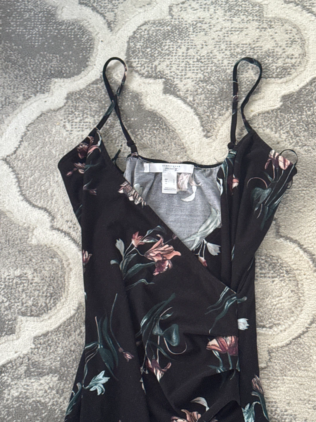 Streetwear Society Black Floral Wrap Dress - Size L - photo 4