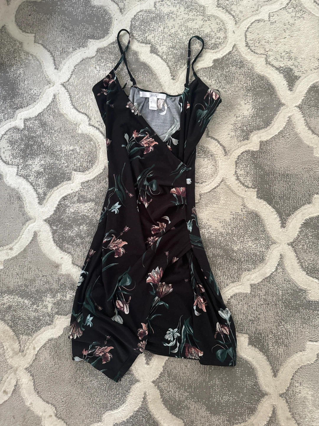 Streetwear Society Black Floral Wrap Dress - Size L