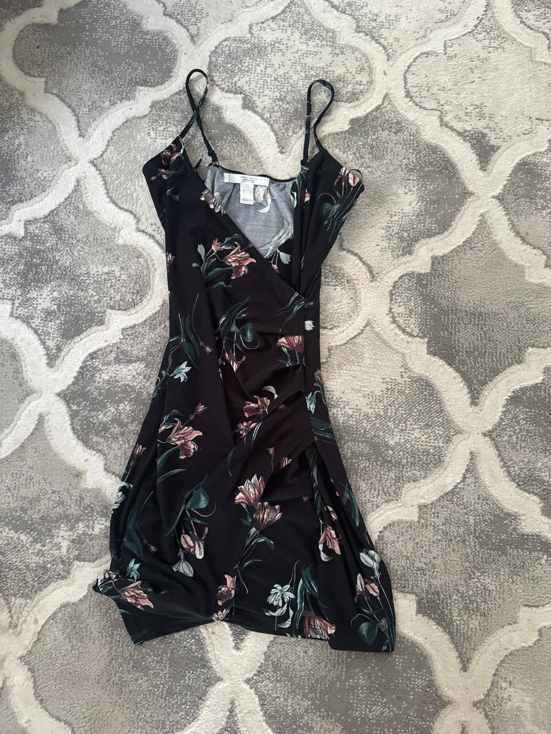 Streetwear Society Black Floral Wrap Dress - Size L - photo 3