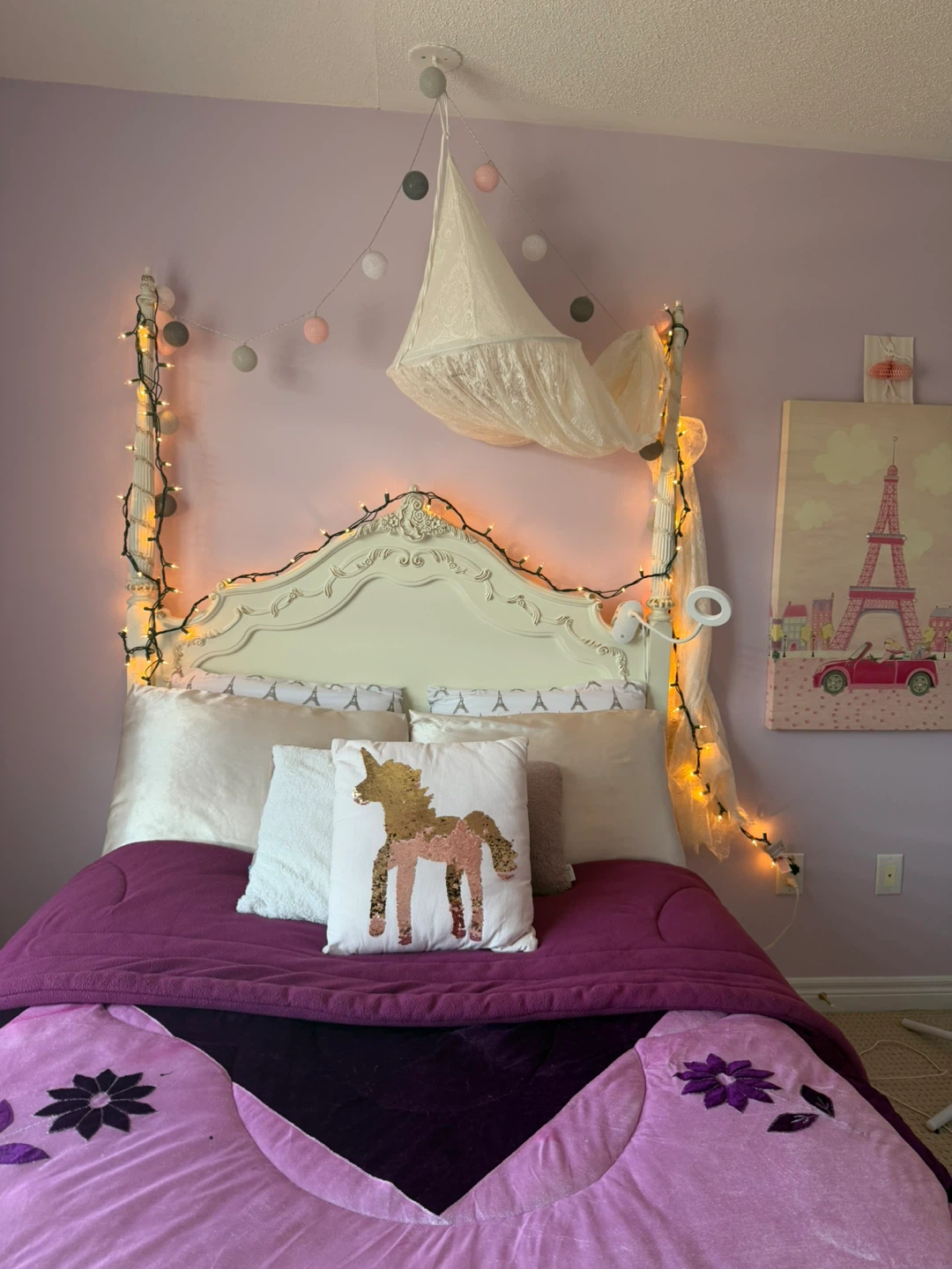 Ornate white French provincial bed set - photo 3