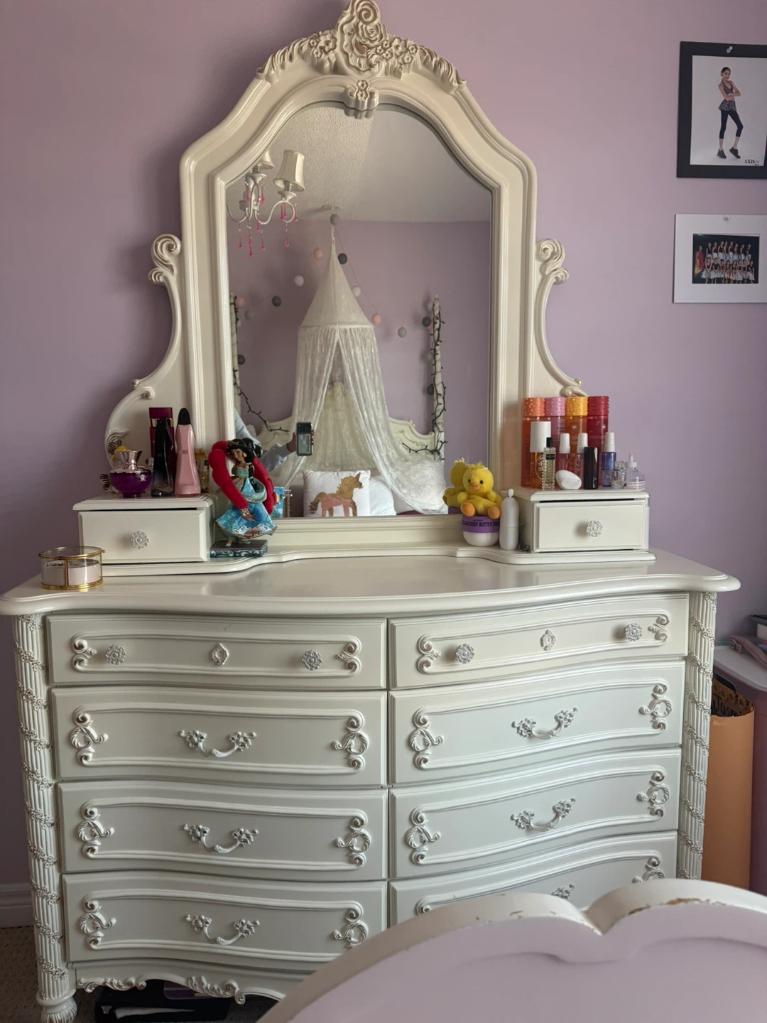 Ornate white French provincial bed set - photo 5