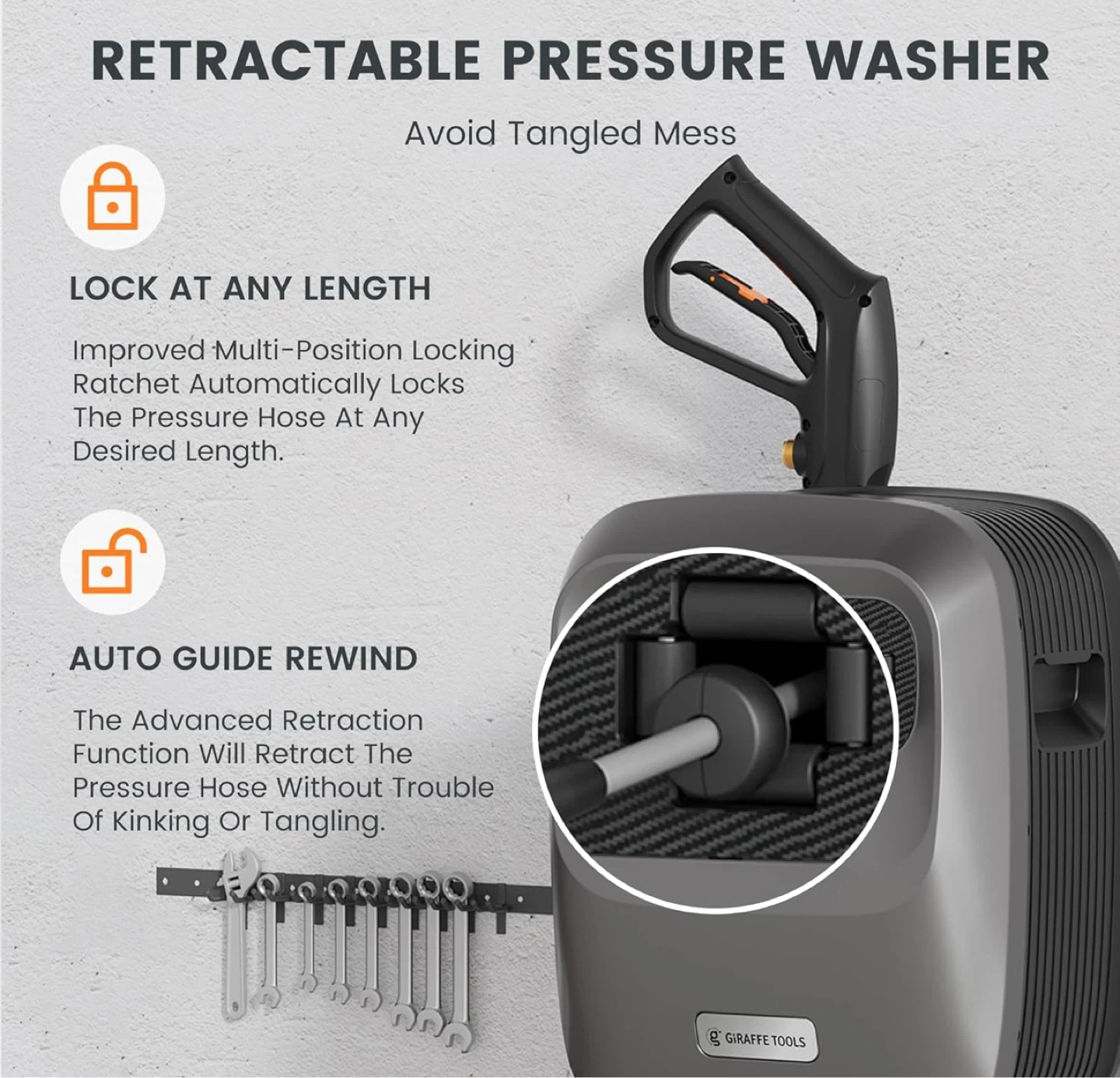 Giraffe Tools Retractable Pressure Washer Hose Reel - photo 2