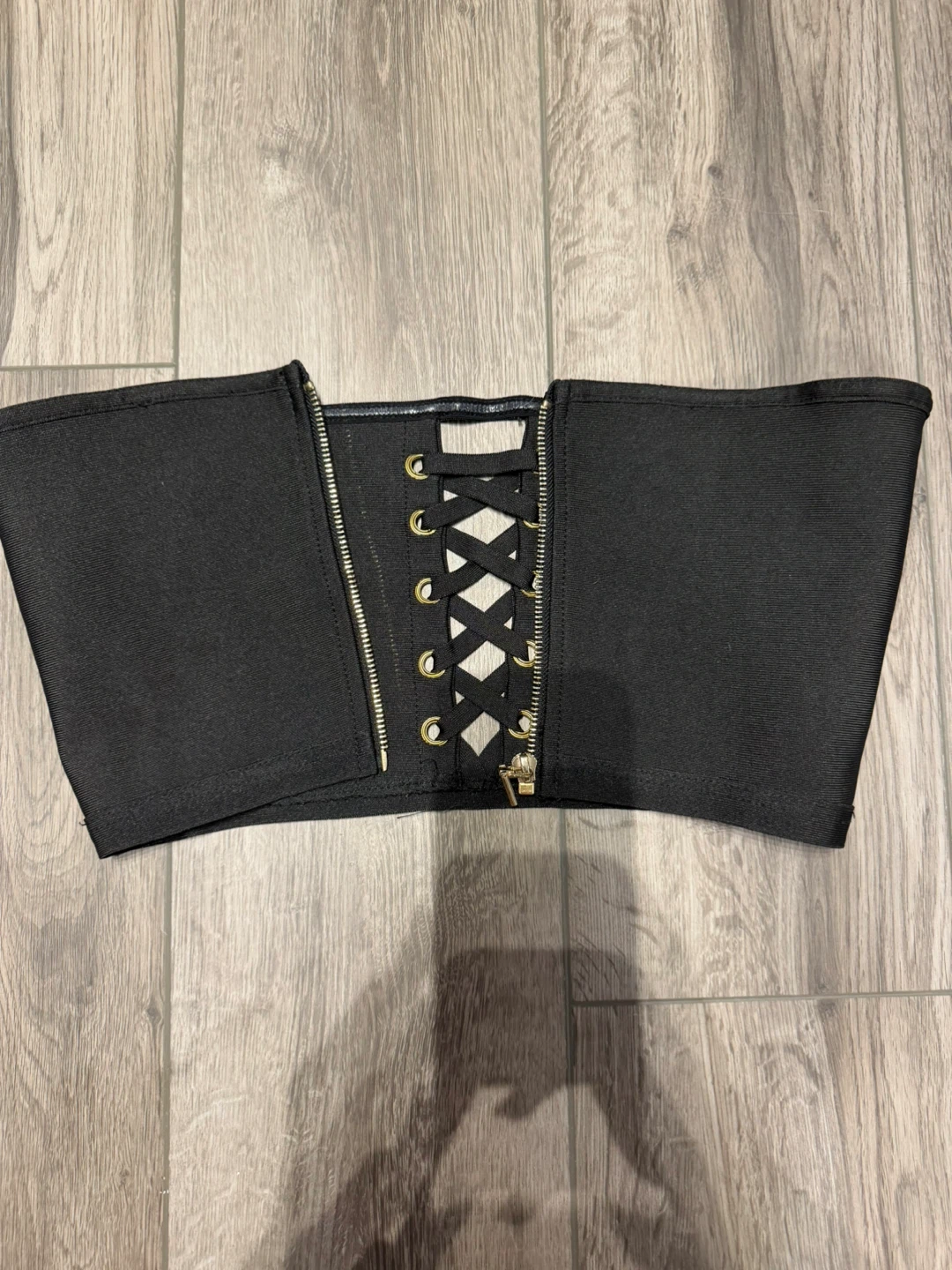 Black Corset Top with Zipper and Lace-Up Detail - photo 2