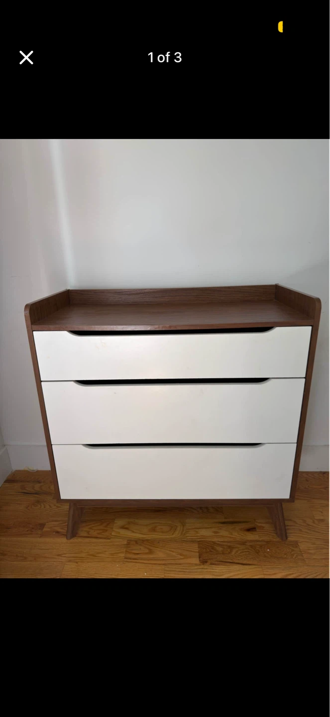 3-Drawer Chest Dresser - Wood & White