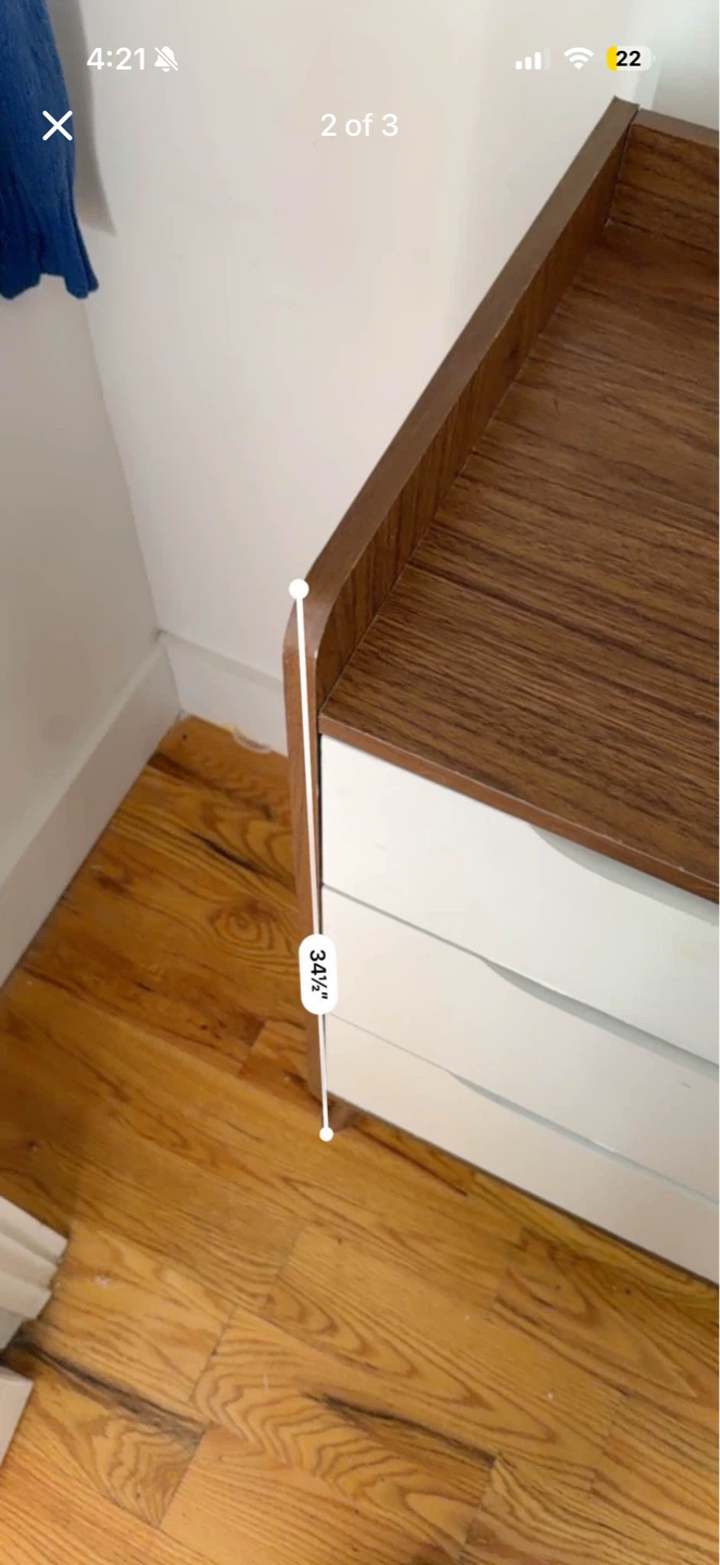 3-Drawer Chest Dresser - Wood & White - photo 2