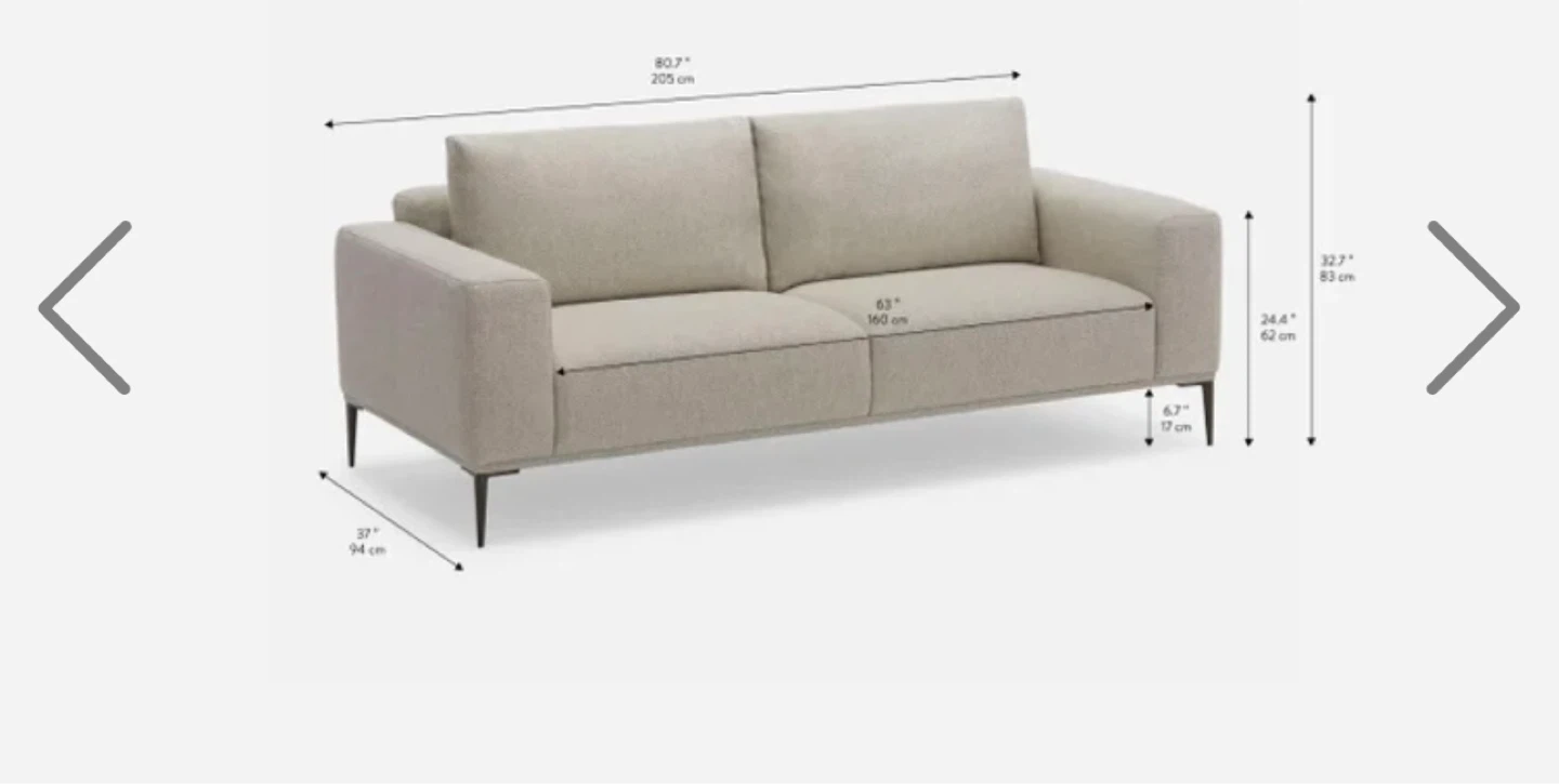 LOUNIS contemporary 3-seater sofa -Beige Sofa