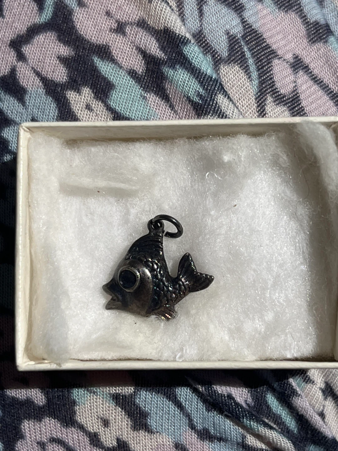 Vintage sterling silver Fish Charm Pendant