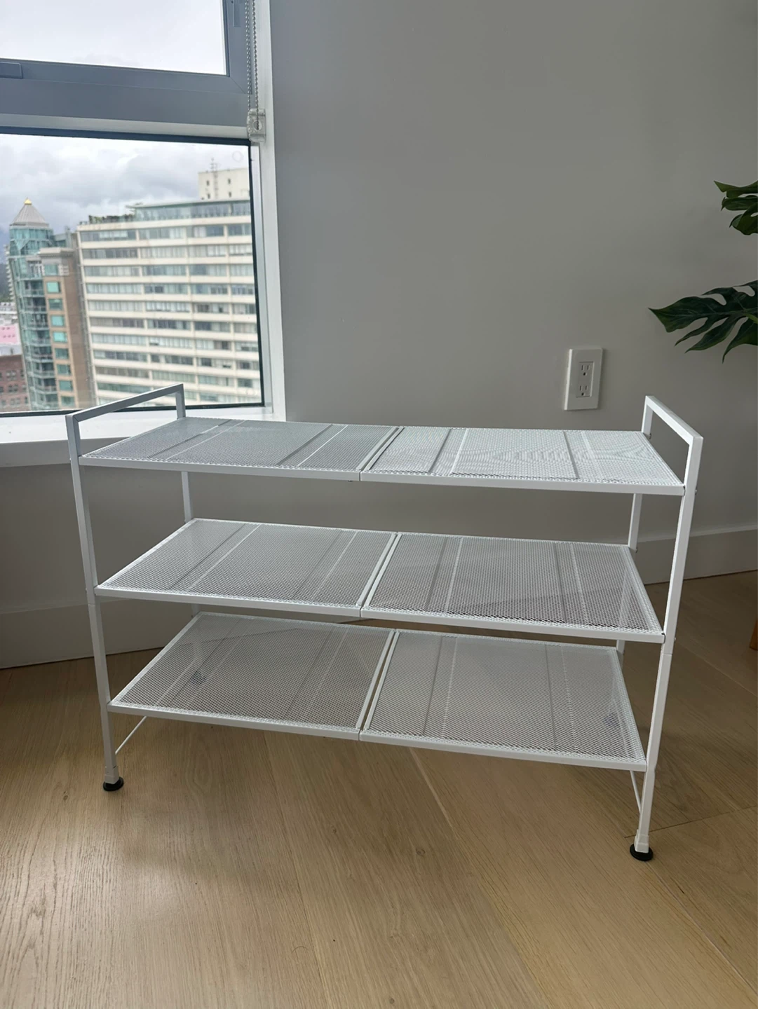 3-Tier White Mesh Shoe Rack / Storage Shelf