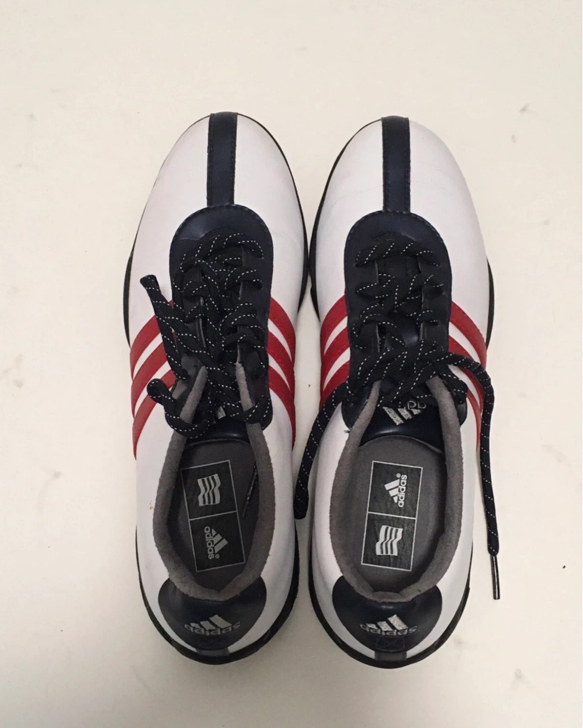 New Adidas Golf Shoes White and red stripes size 5US - photo 2
