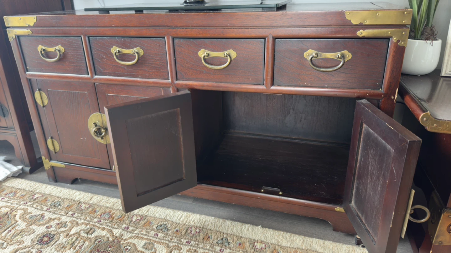 Wooden Sideboard with Brass Accents - photo 3