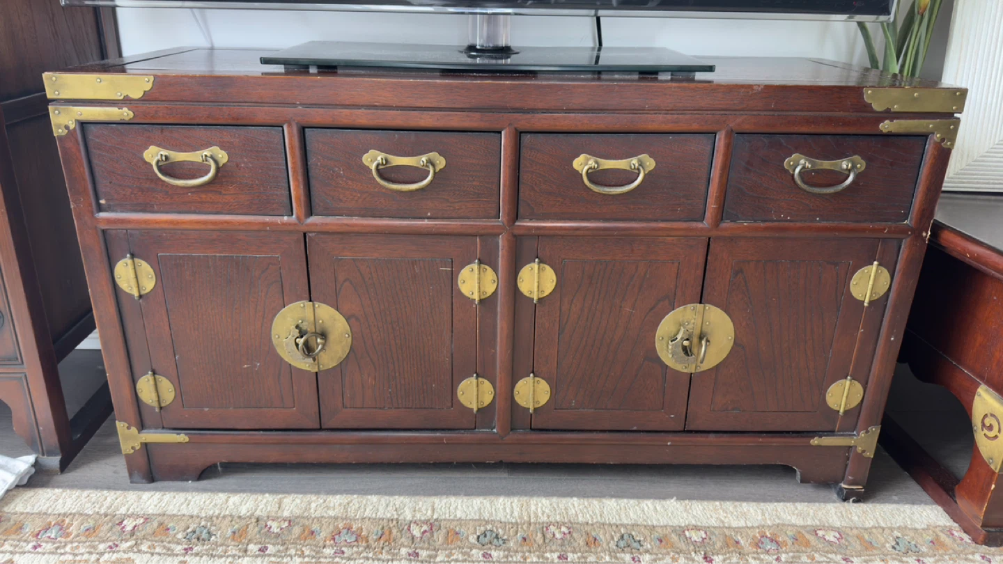 Wooden Sideboard with Brass Accents