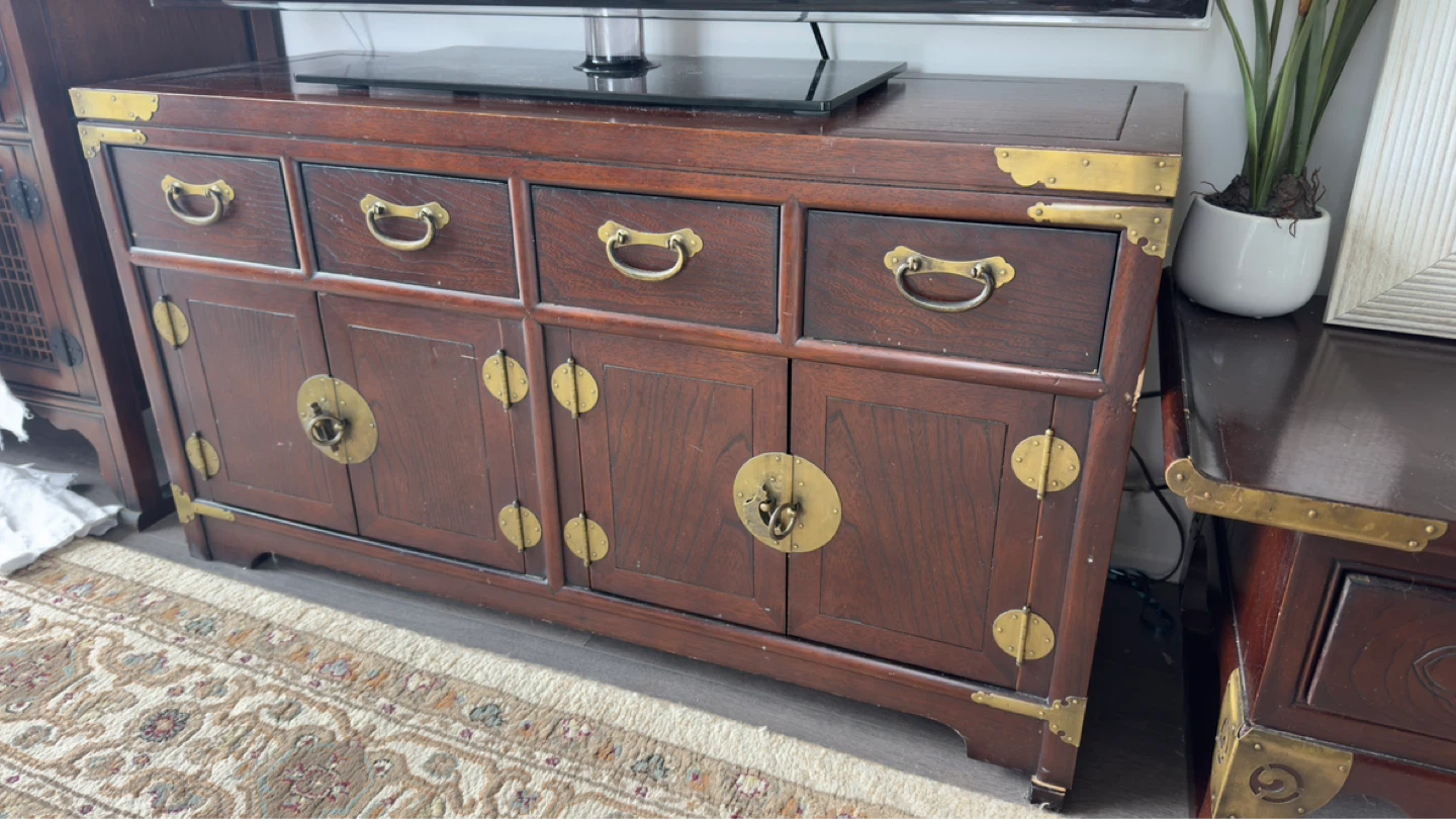 Wooden Sideboard with Brass Accents - photo 2