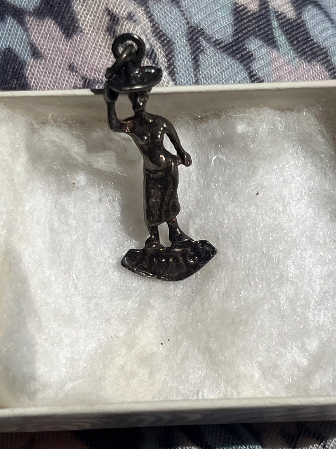 Sterling Silver Charm Pendant - Jamaican Woman with Hat - photo 3
