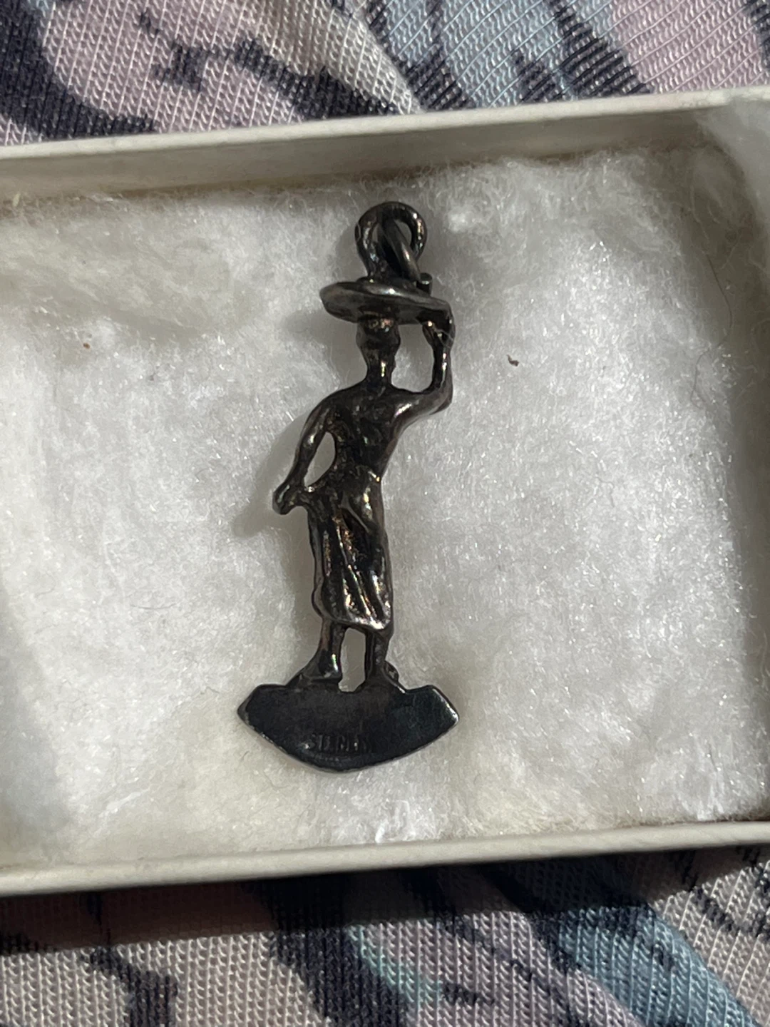 Sterling Silver Charm Pendant - Jamaican Woman with Hat - photo 2
