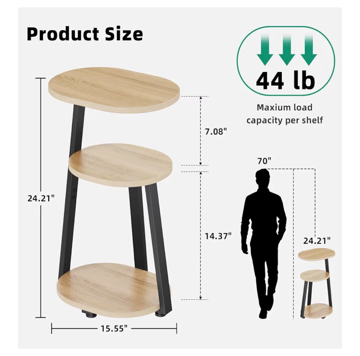 3-Tier Oval Side Table - photo 3