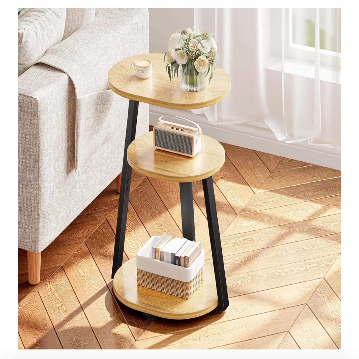 3-Tier Oval Side Table