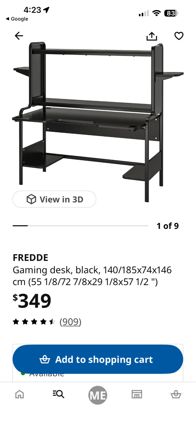Ikea FREDDE Gaming Desk - Black - photo 4