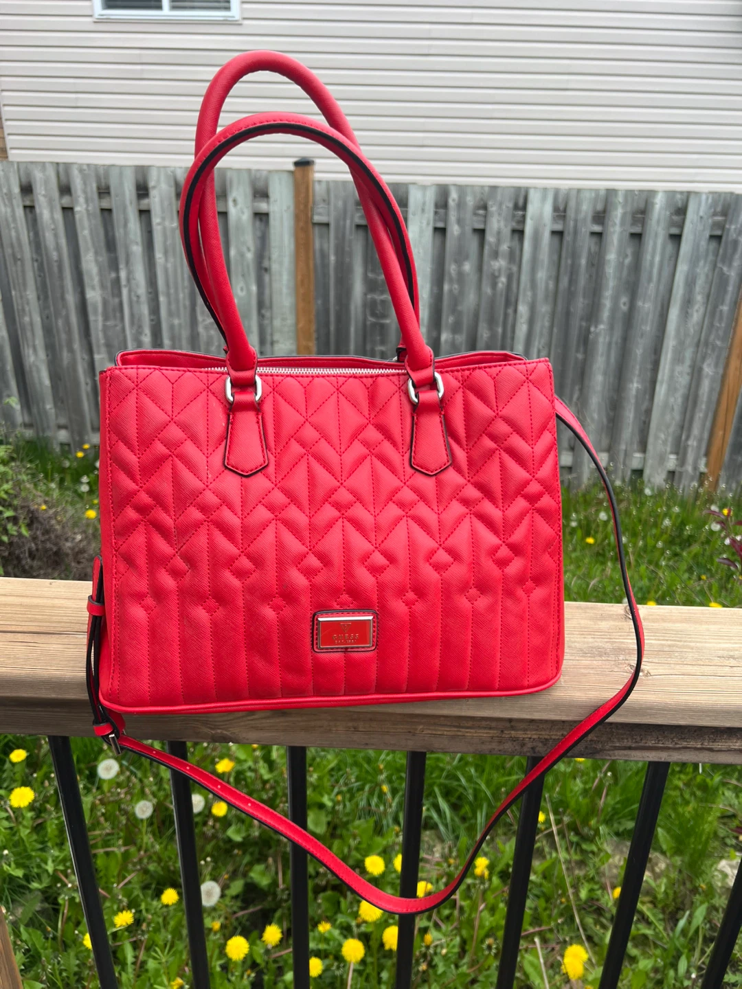 Guess Red Quilted Handbag