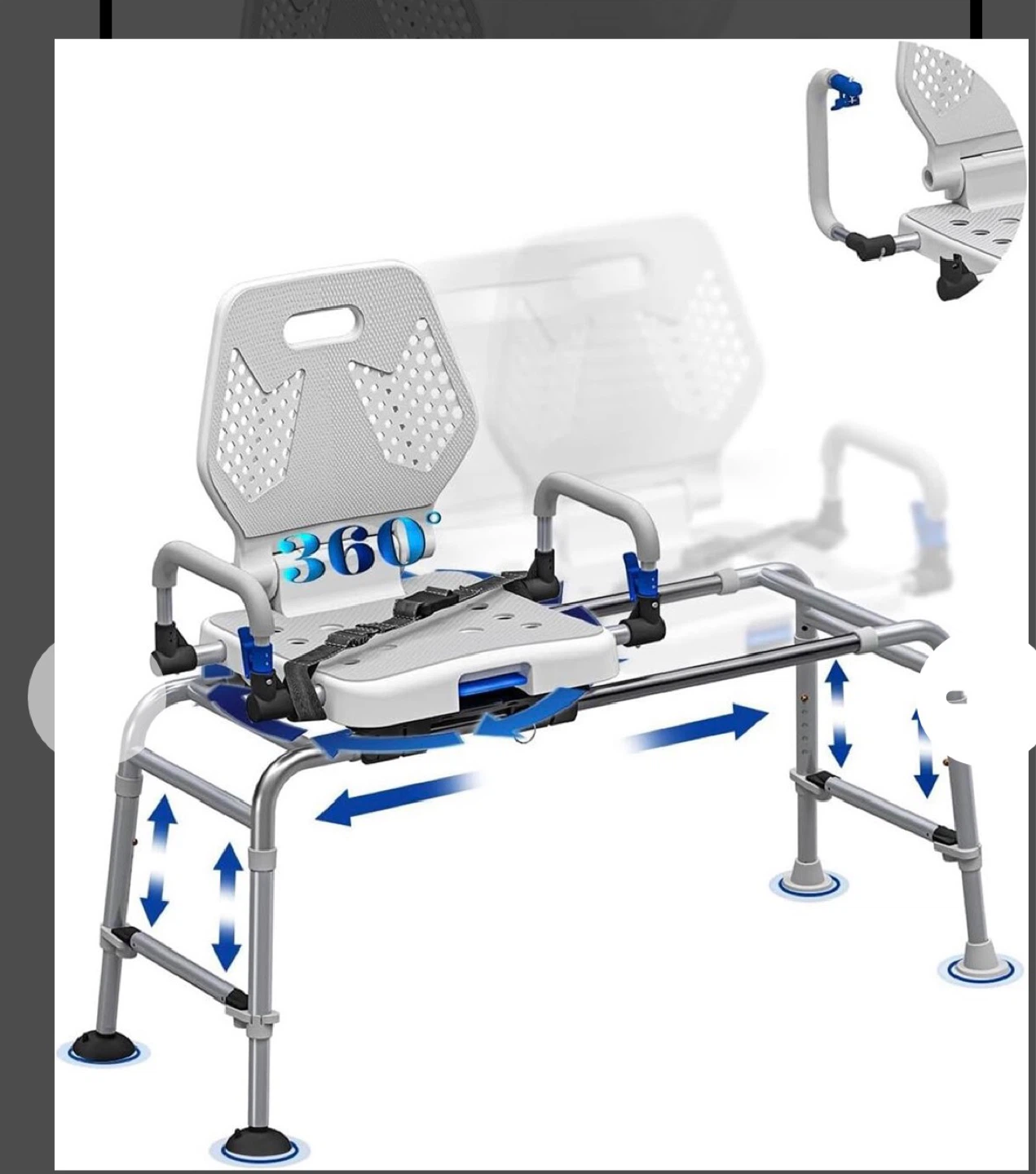 Shower Chair with Swivel Seat and Adjustable Height