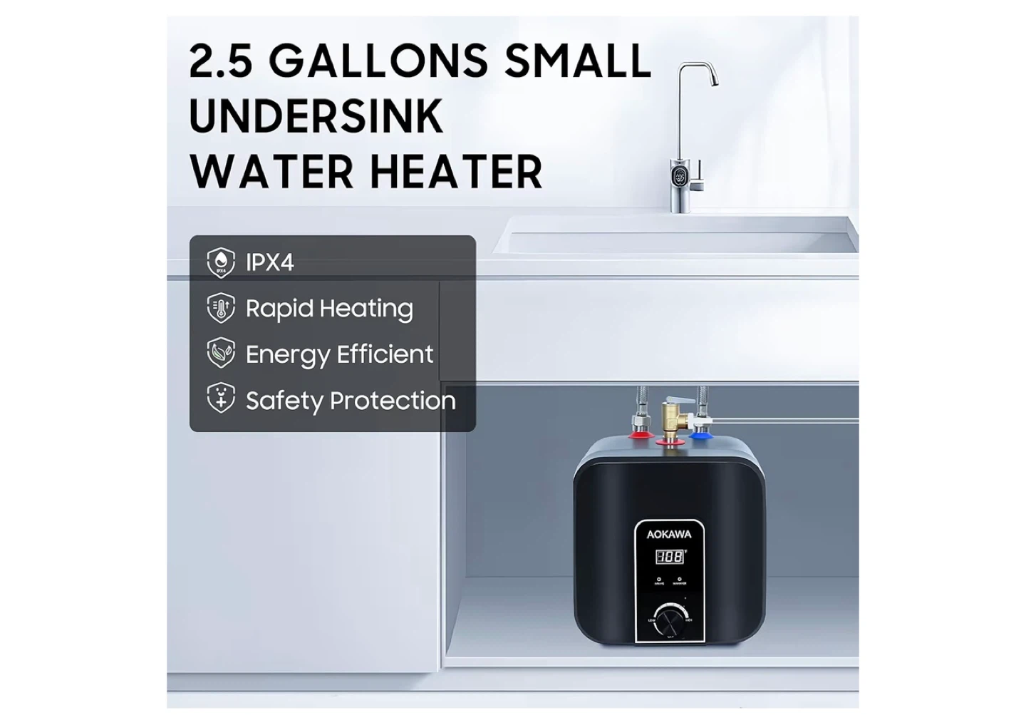 AOKAW A 2.5 Gallon Small Undersink Water Heater - photo 3