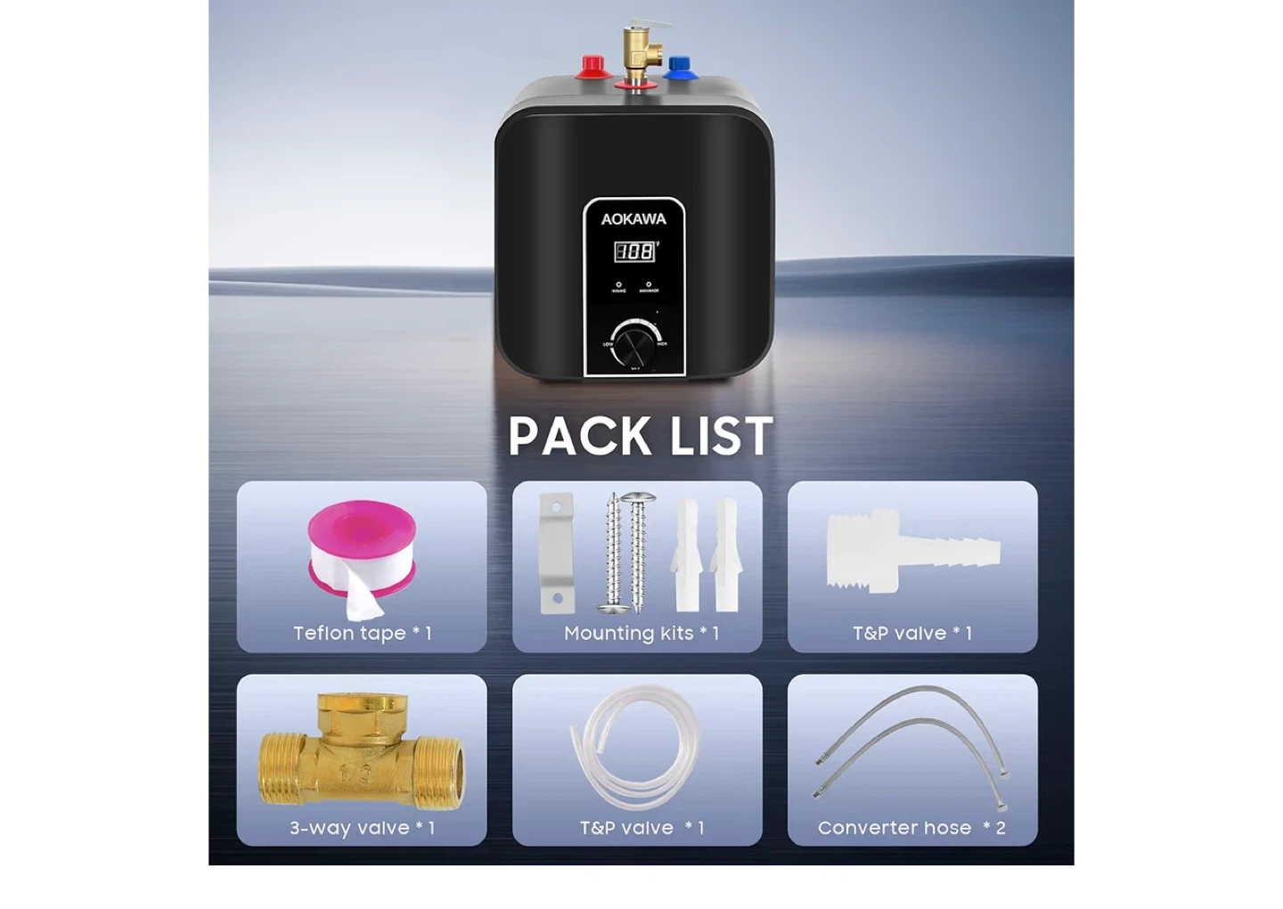 AOKAW A 2.5 Gallon Small Undersink Water Heater - photo 5