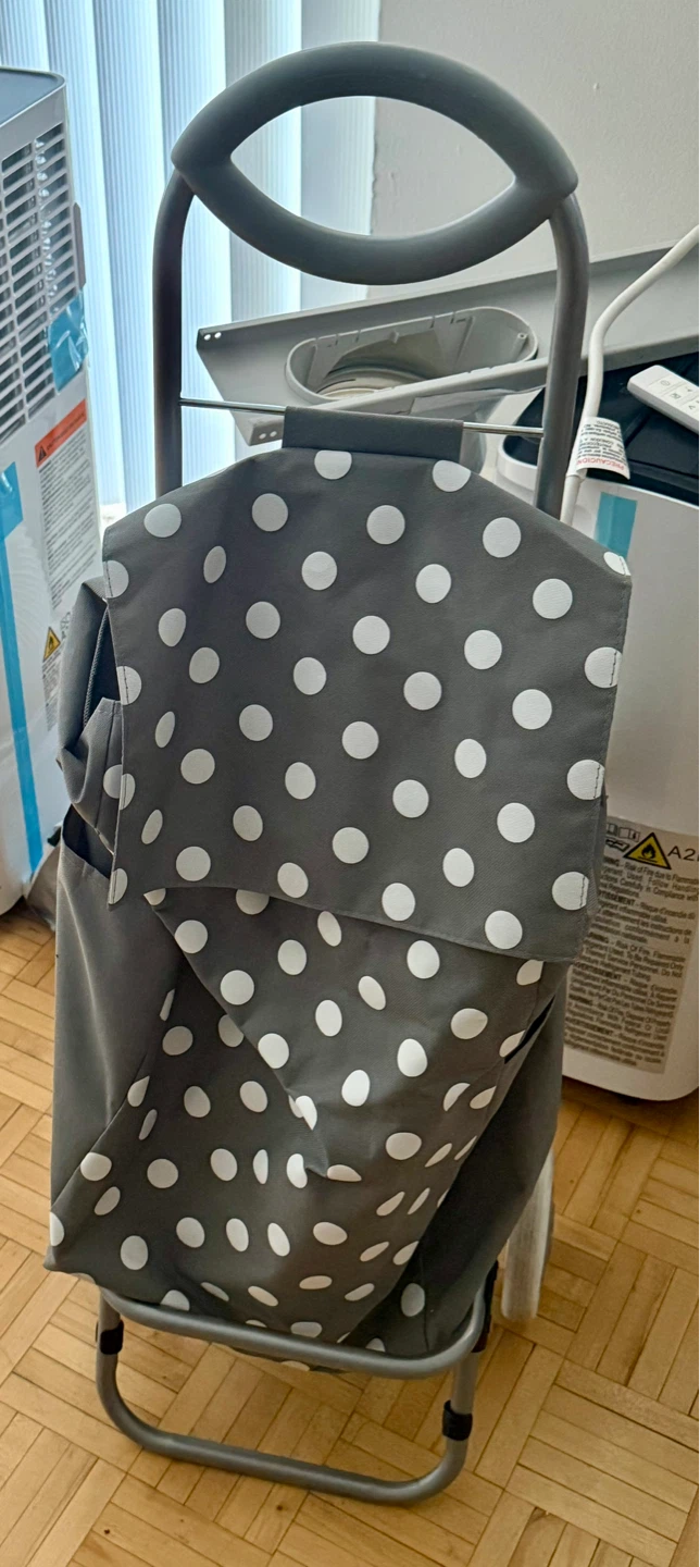 Grey Polka Dot Shopping Trolley
